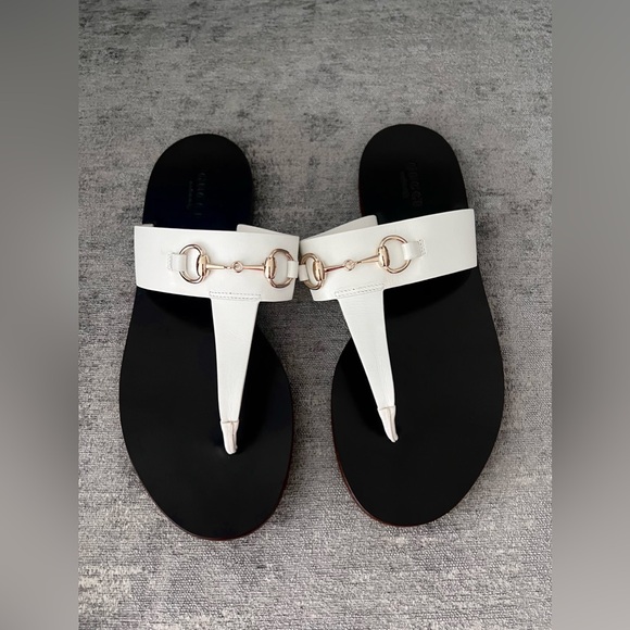 Gucci Horsebit Leather Sandals White - Picture 3 of 3